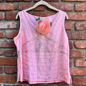 Gatsby Inspired Sleeveless Pink Sequin Embellished Women’s Top